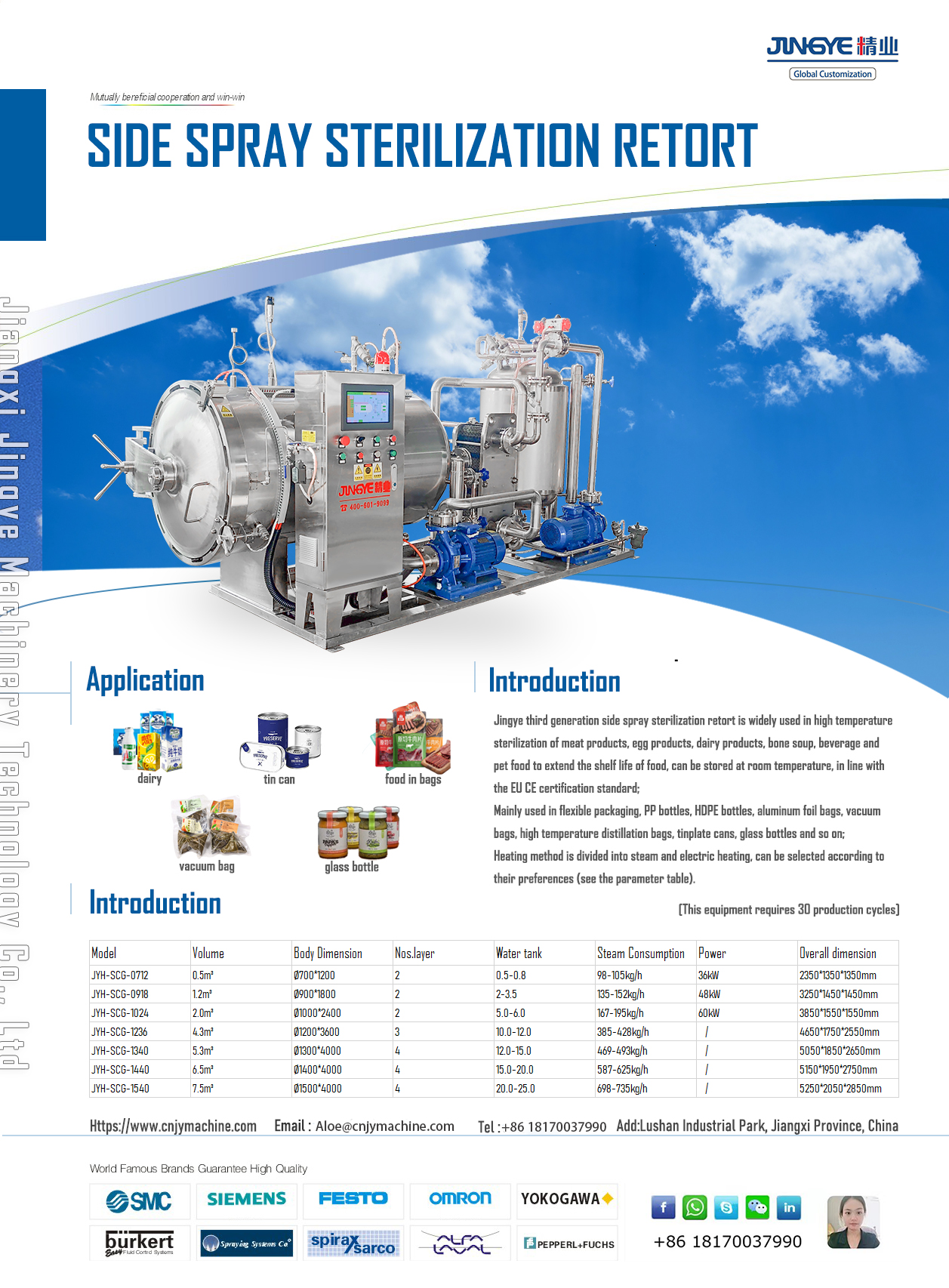 Side  spray sterilization retort